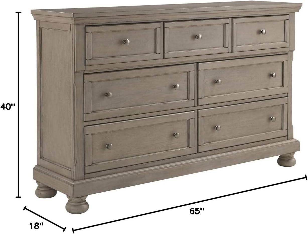 Lettner Modern Traditional 7 Drawer Dresser Light Gray