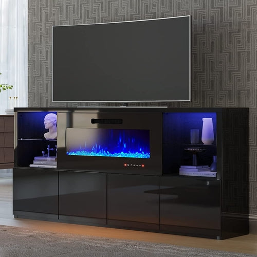 The Vibe Modern TV Stand with Electric Fireplace and LED Lights