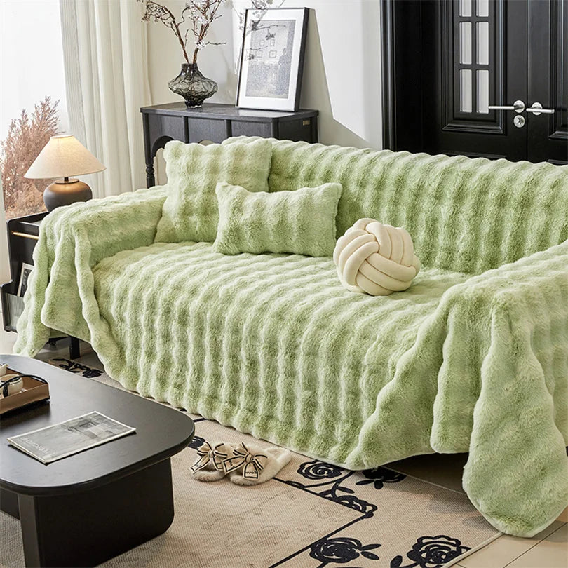 Luxury Faux Rabbit Fur Plush Fluffy Throw Blanket