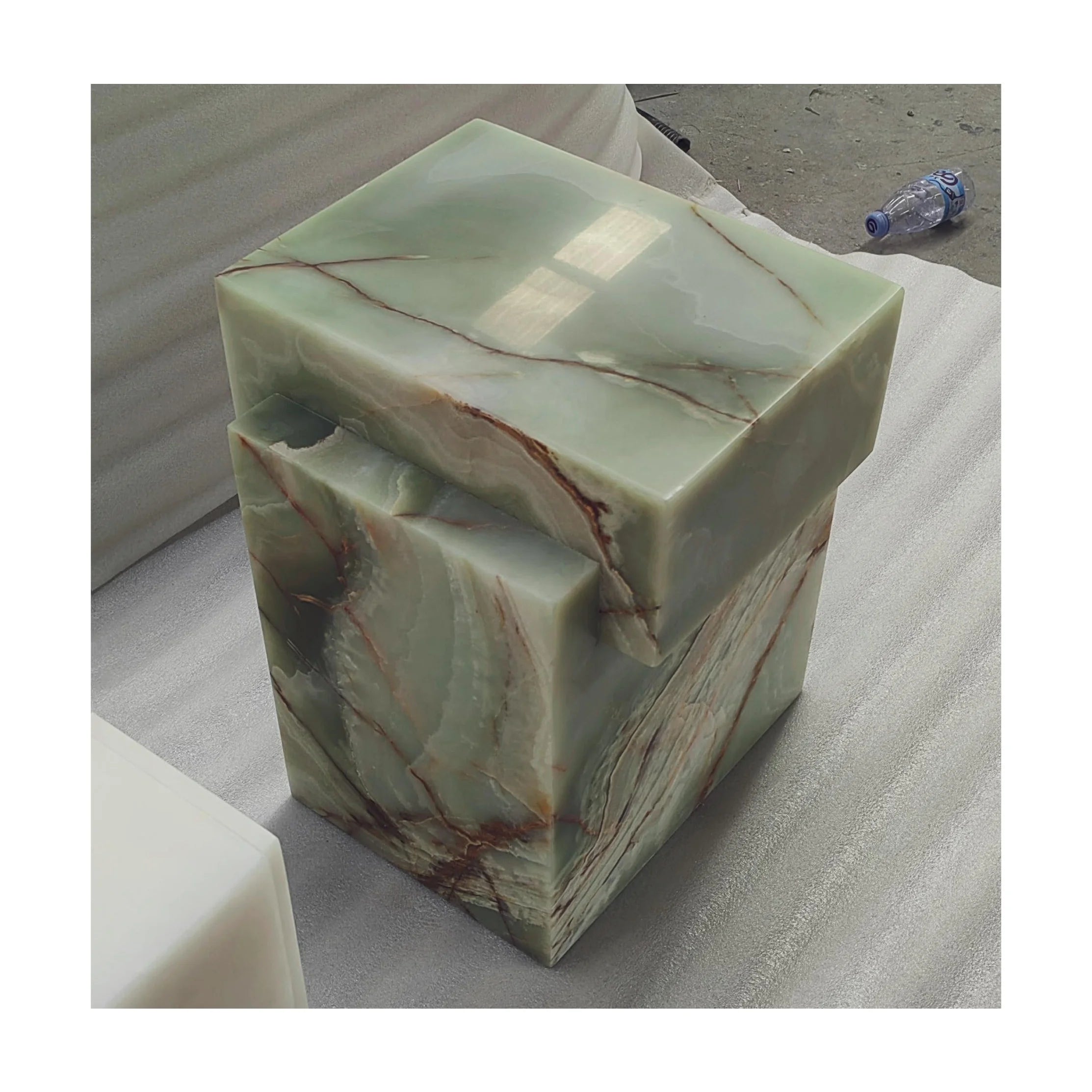 The Monarch Marble Plinth Travertine Cube Table Stand