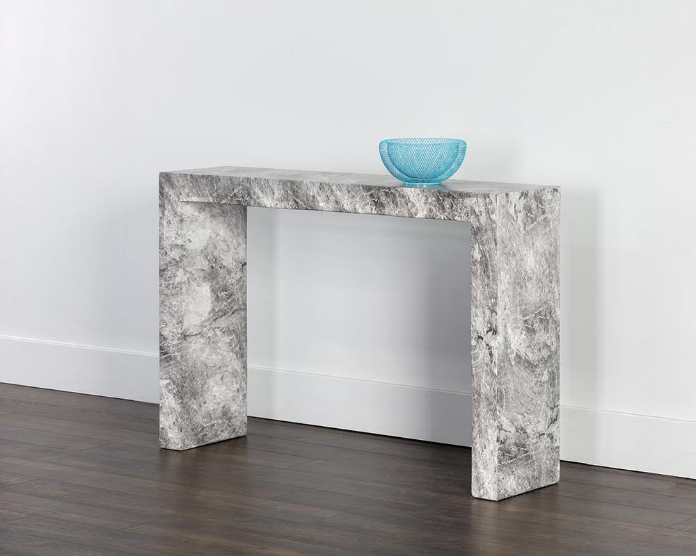 The Valentina Axle Console Table Marble Grey