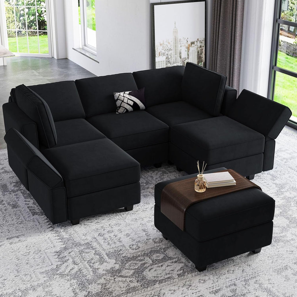 The Terrace Modular Sectional Sofa Velvet with Chaise