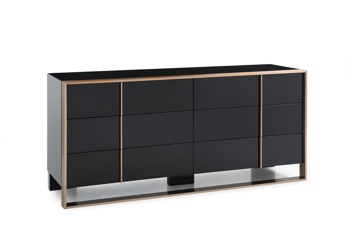 The Empire Black and Brushed Bronze Dresser