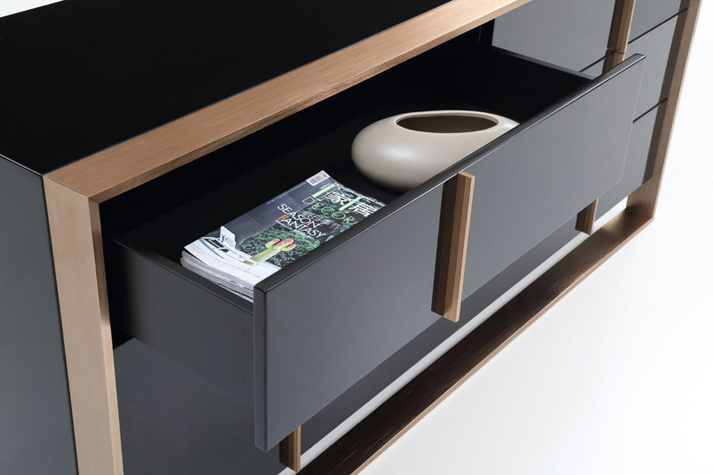 The Empire Black and Brushed Bronze Dresser