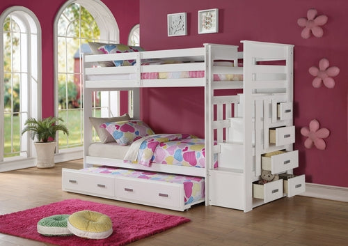 The Stella Twin White Bunk Bed Storage Ladder