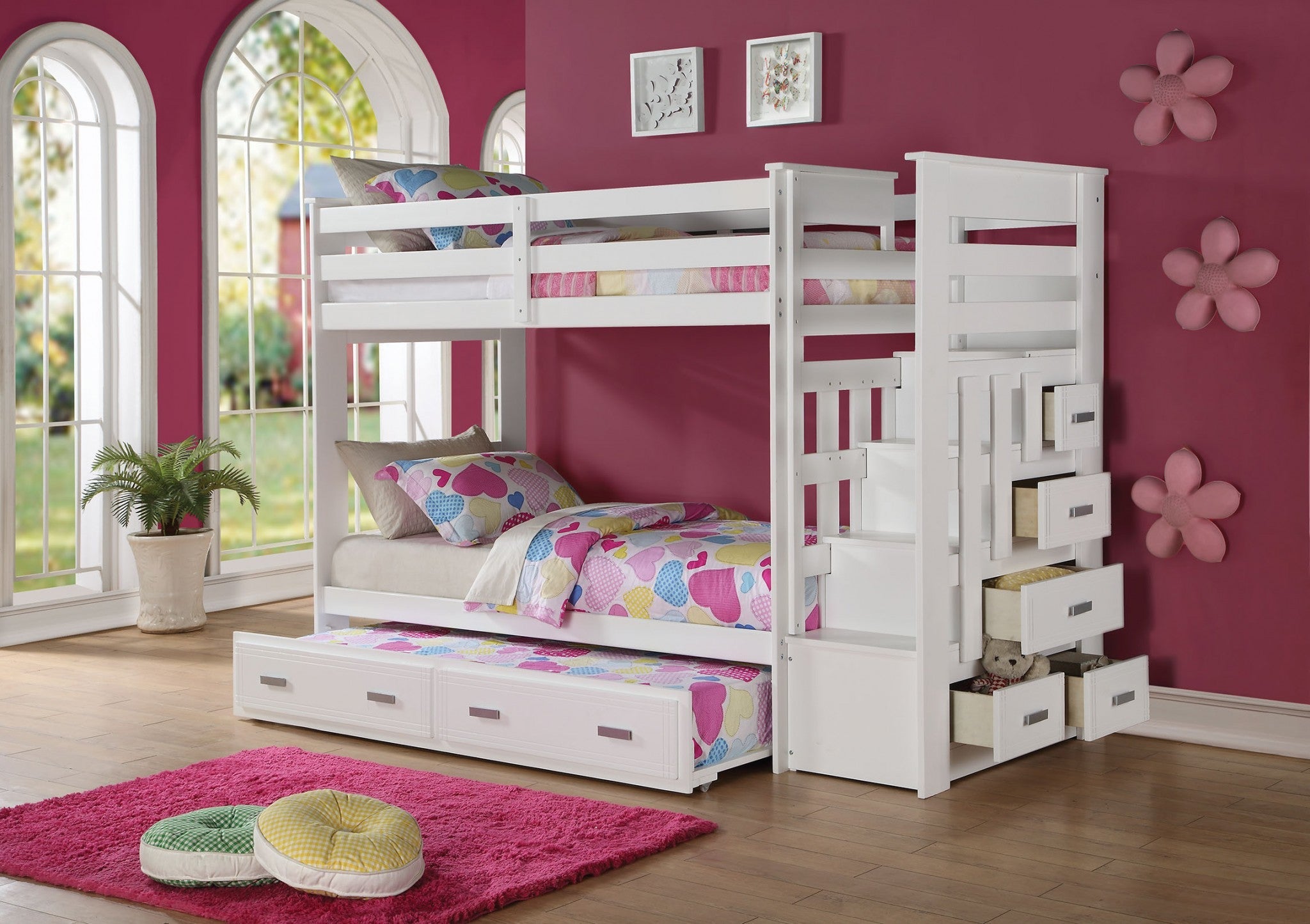 The Stella Twin White Bunk Bed Storage Ladder