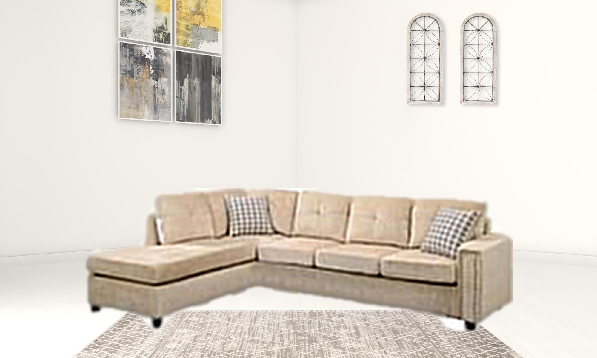 The Brook Gray Velvet Reversible Sectional Sofa
