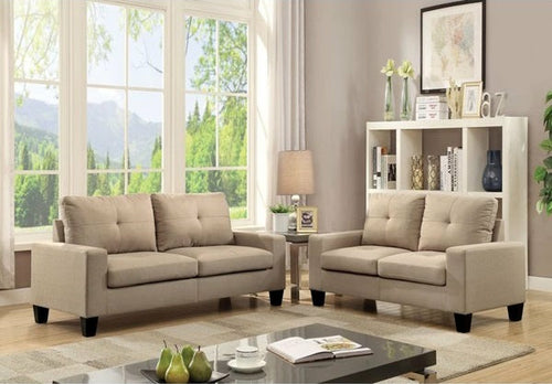 The Silva Beige Linen Platinum Sofa and Loveseat