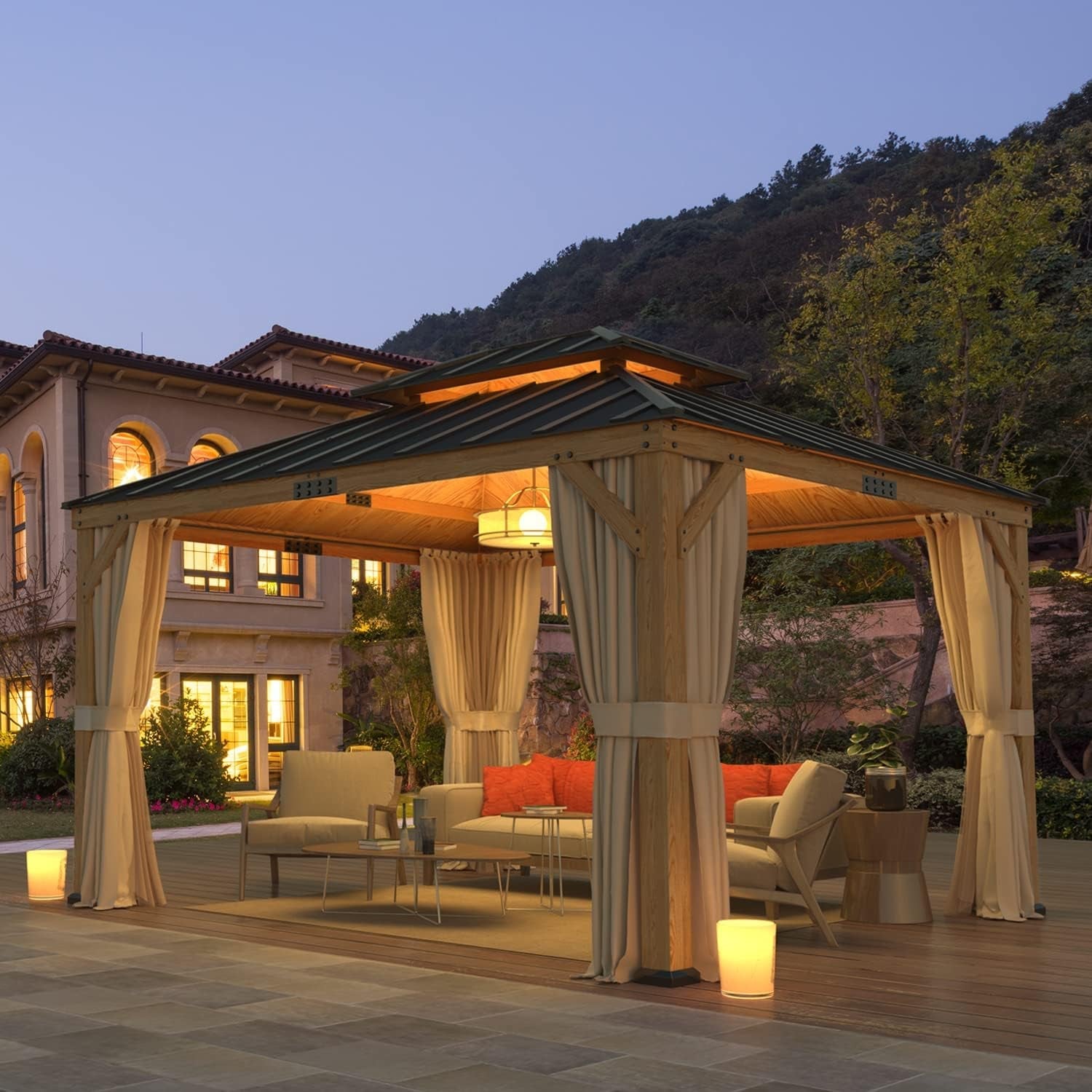 The Silva Spruce Wood Double Roof Gazebo