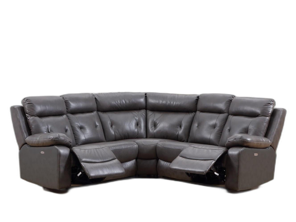The Emperor Modern Dark Gray Leather Sectional With Power Recliners