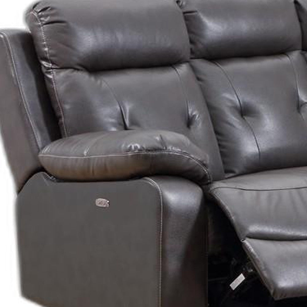 The Emperor Modern Dark Gray Leather Sectional With Power Recliners
