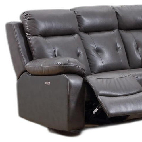 The Emperor Modern Dark Gray Leather Sectional With Power Recliners