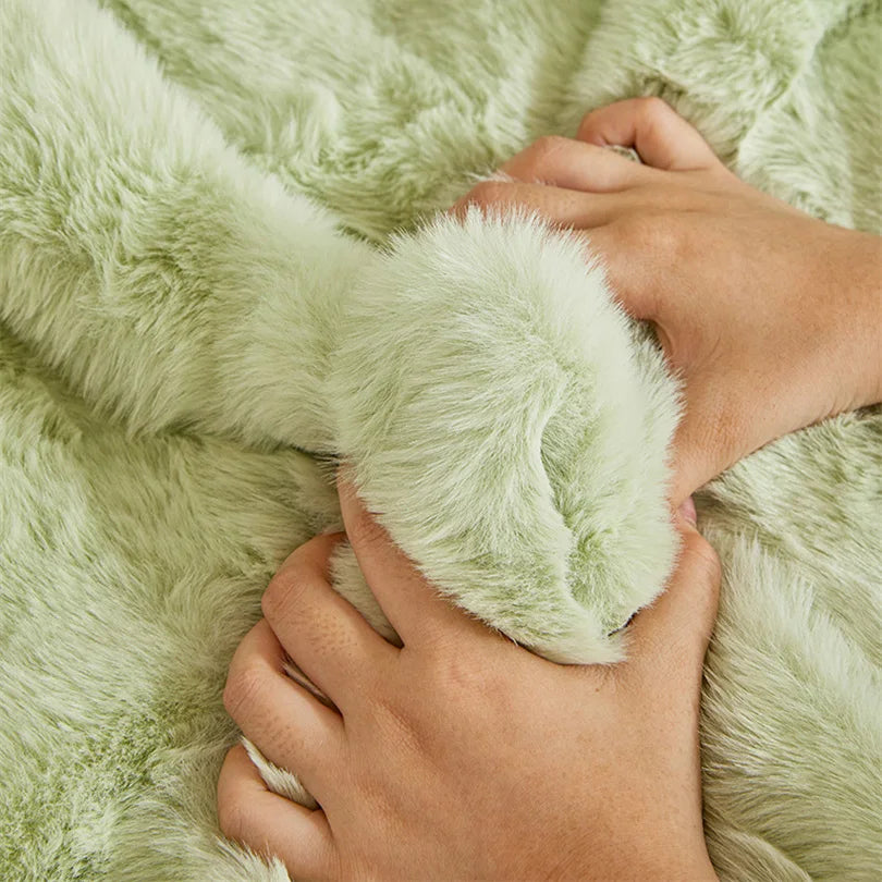 Luxury Faux Rabbit Fur Plush Fluffy Throw Blanket