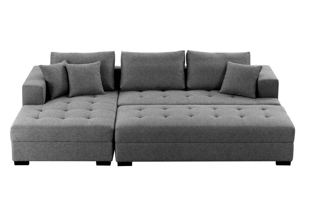The Truitt Tufted Fabric 3-Seat L-Shape Sectional Sofa Set
