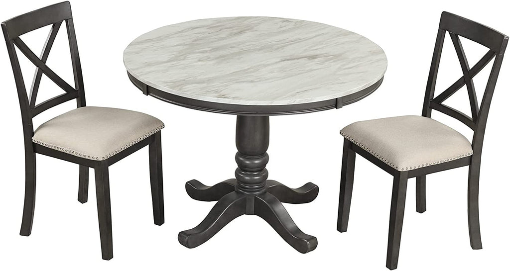 The Valentina Wood 5-Piece round Dining Table Set with Cushioned Chairs