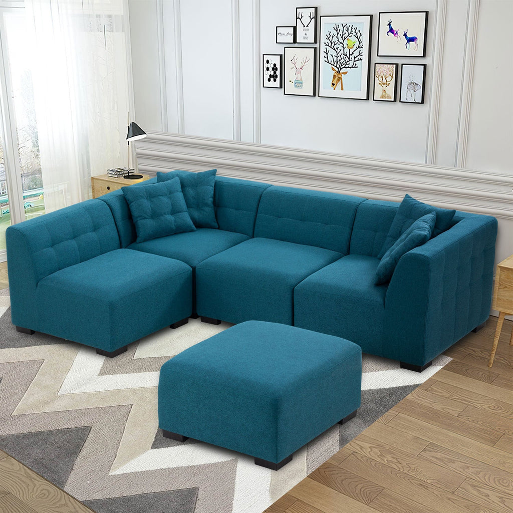 The Windsor Luxury Sectional Sofa with Removable Ottoman Green