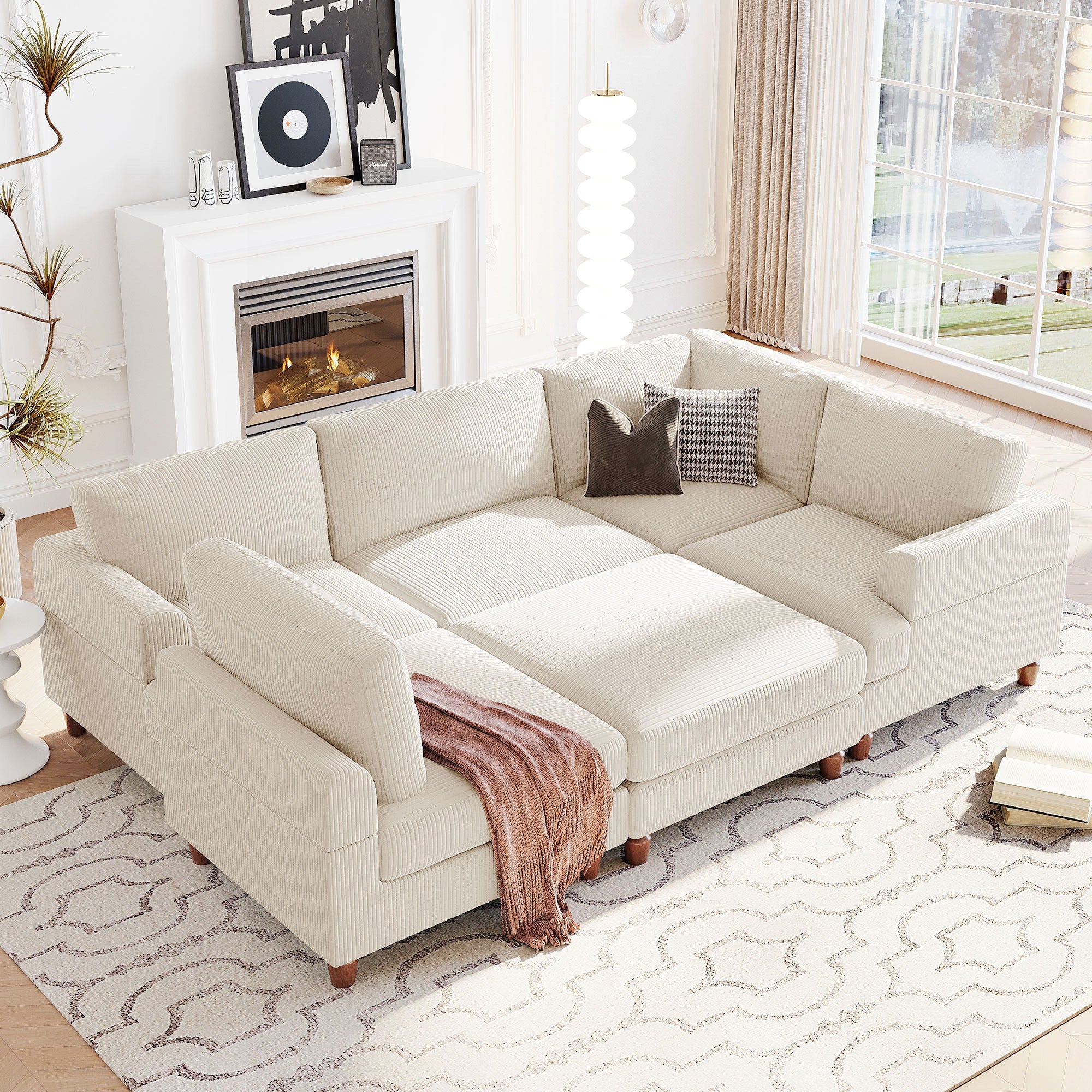The Valentina Modular L-Shaped Sectional Sofa with Ottoman