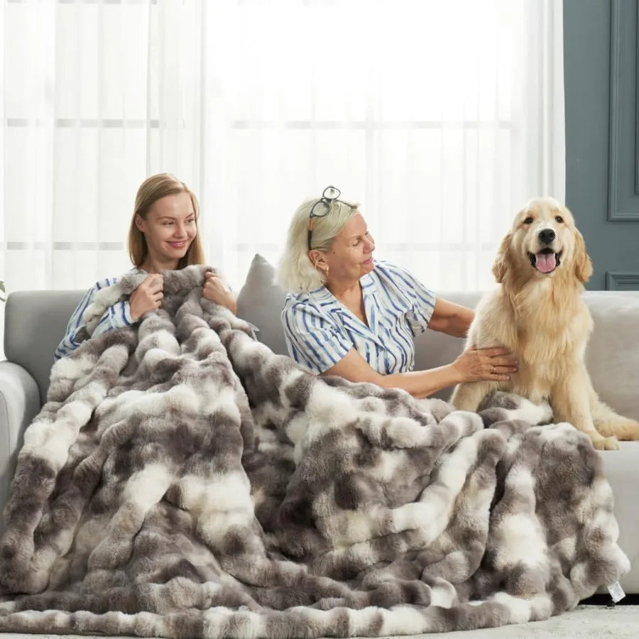 Faux Fur Throw Blanket Tie Dye Taupe