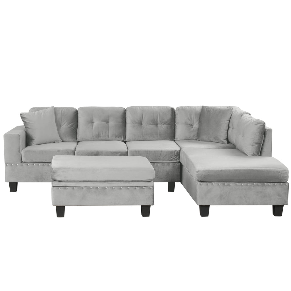 The Horizon Modern L-Shaped Sectional Sofa with Storage Ottoman