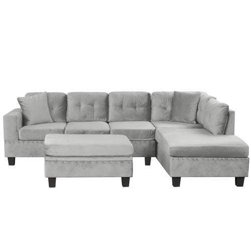 The Horizon Modern L-Shaped Sectional Sofa with Storage Ottoman