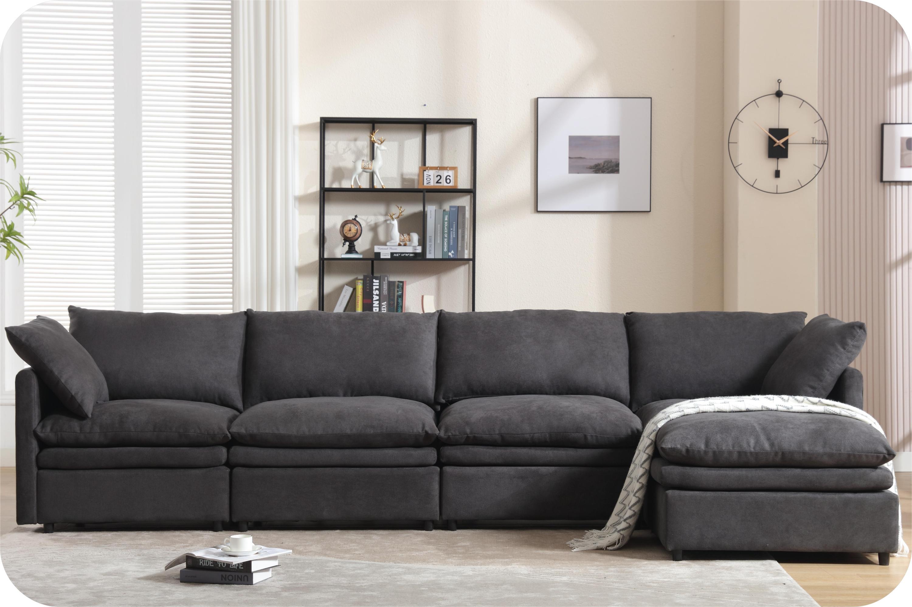 The Savoy Modern U-shaped Sectional Sofa Dark gray