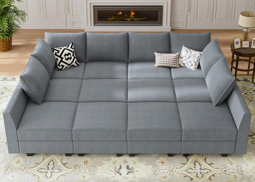 The Luno Grey Convertible Sectional Sofa with storage