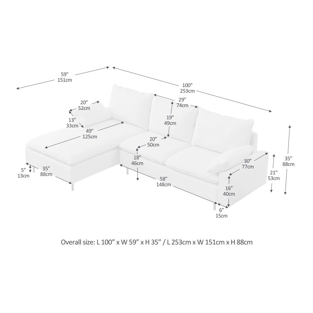 The Valentina L-Shaped Linen Sectional Sofa