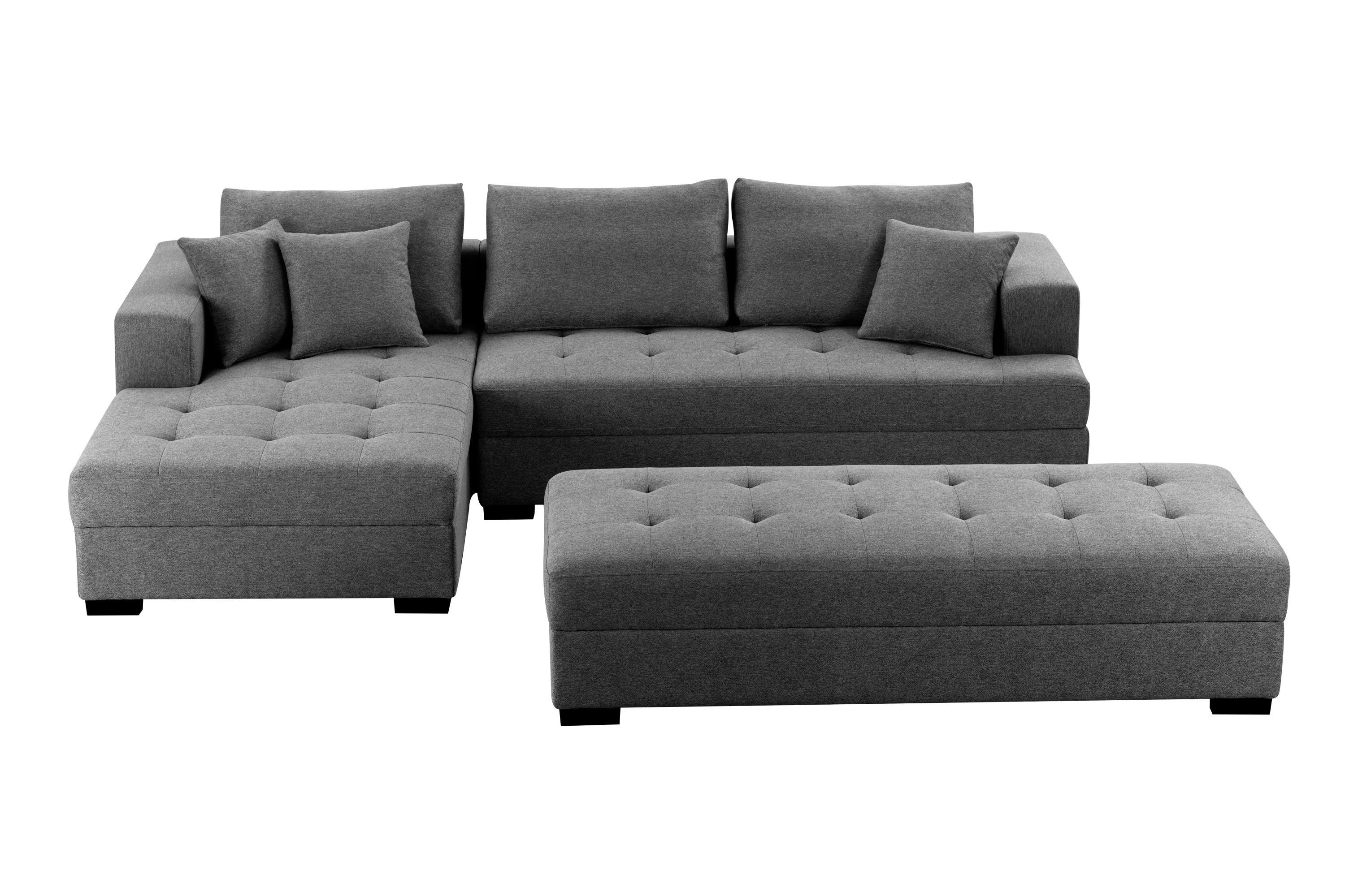 The Truitt Tufted Fabric 3-Seat L-Shape Sectional Sofa Set