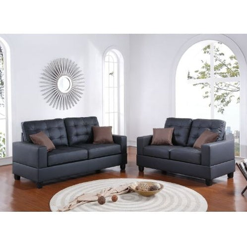 The Voe 2‑Piece Faux Leather Sofa Set with Pillows