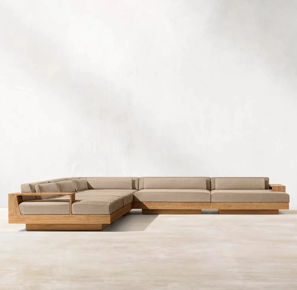 Chateau Royale Modern Teak L-Shaped Combination Sofa Bed