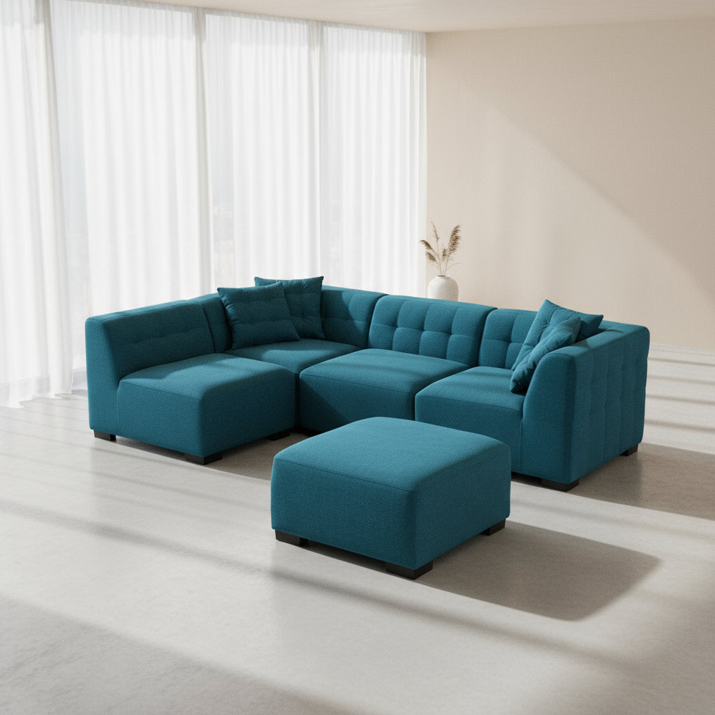 The Windsor Luxury Sectional Sofa with Removable Ottoman Green