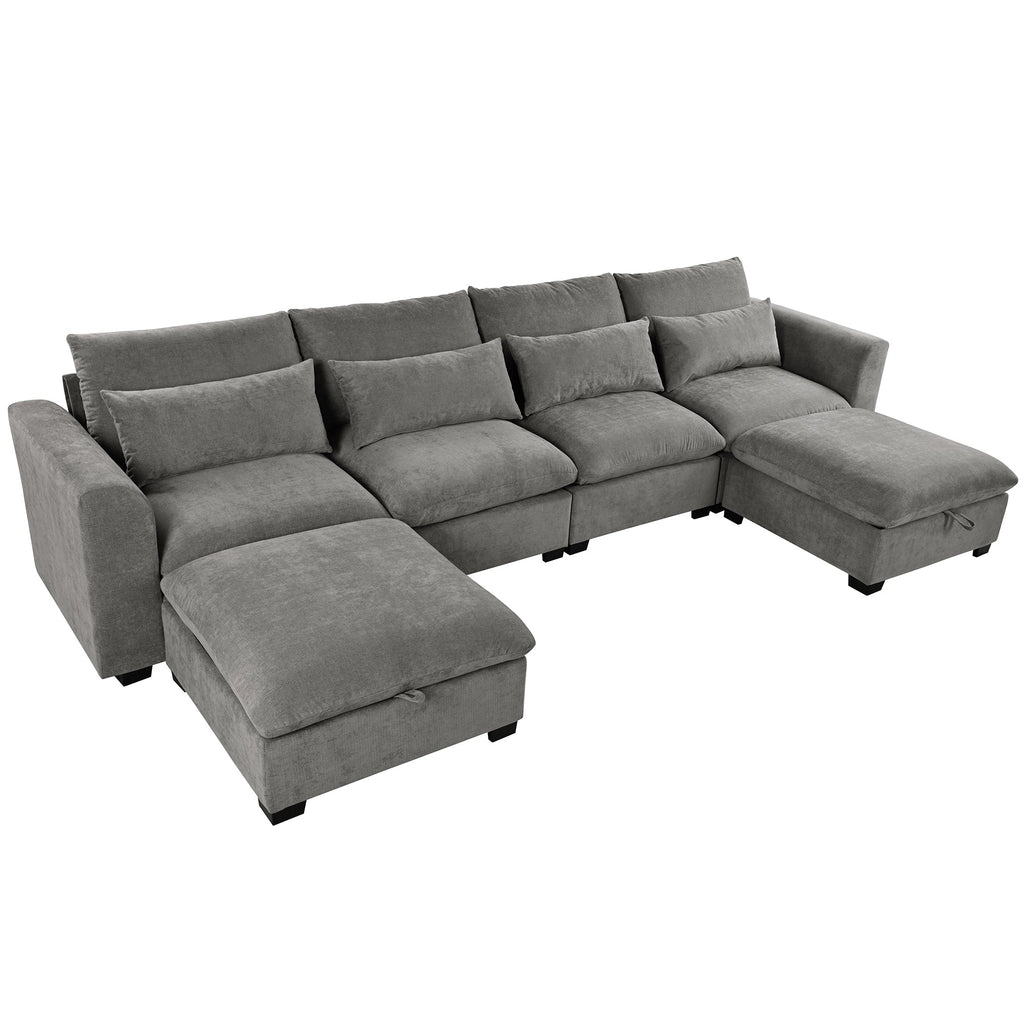 The Yorks U-shaped Transformable Modular Corner Sofa with Two Ottoman