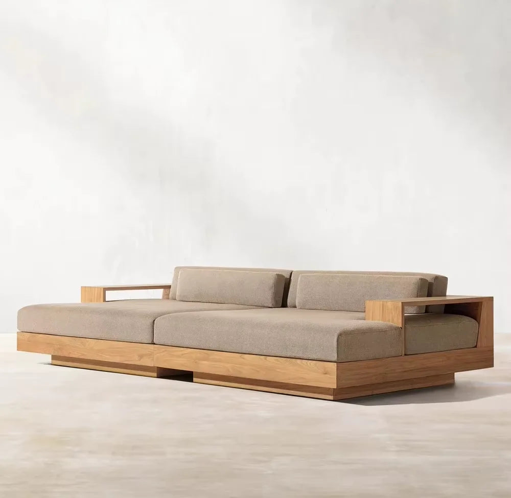 Chateau Royale Modern Teak L-Shaped Combination Sofa Bed