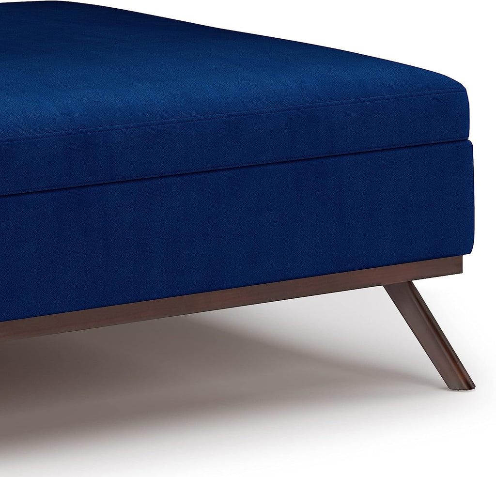 Mid Century Modern Blue Velvet Coffee Table