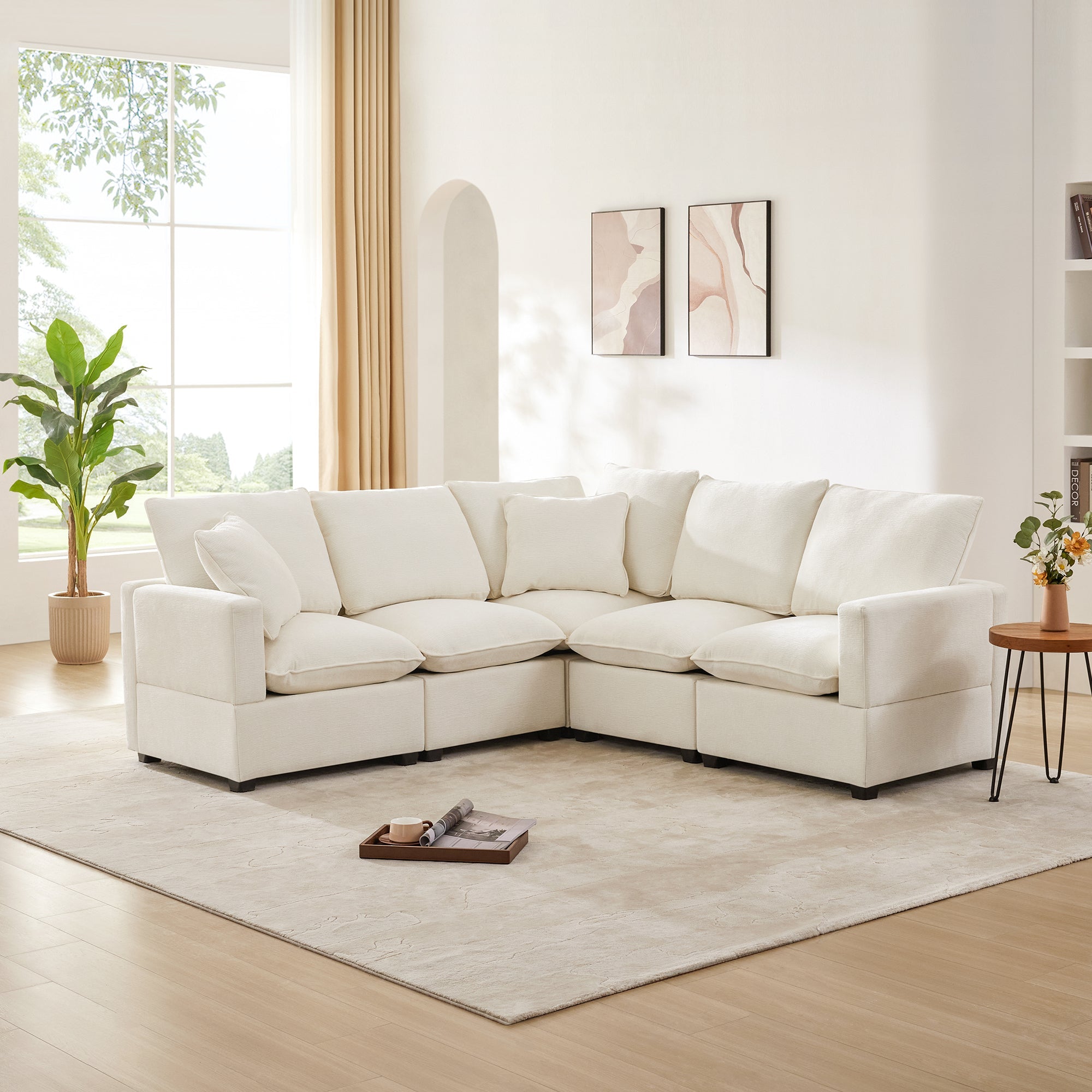 The Stella Modern L-Shape Modular Chenille Sectional Sofa