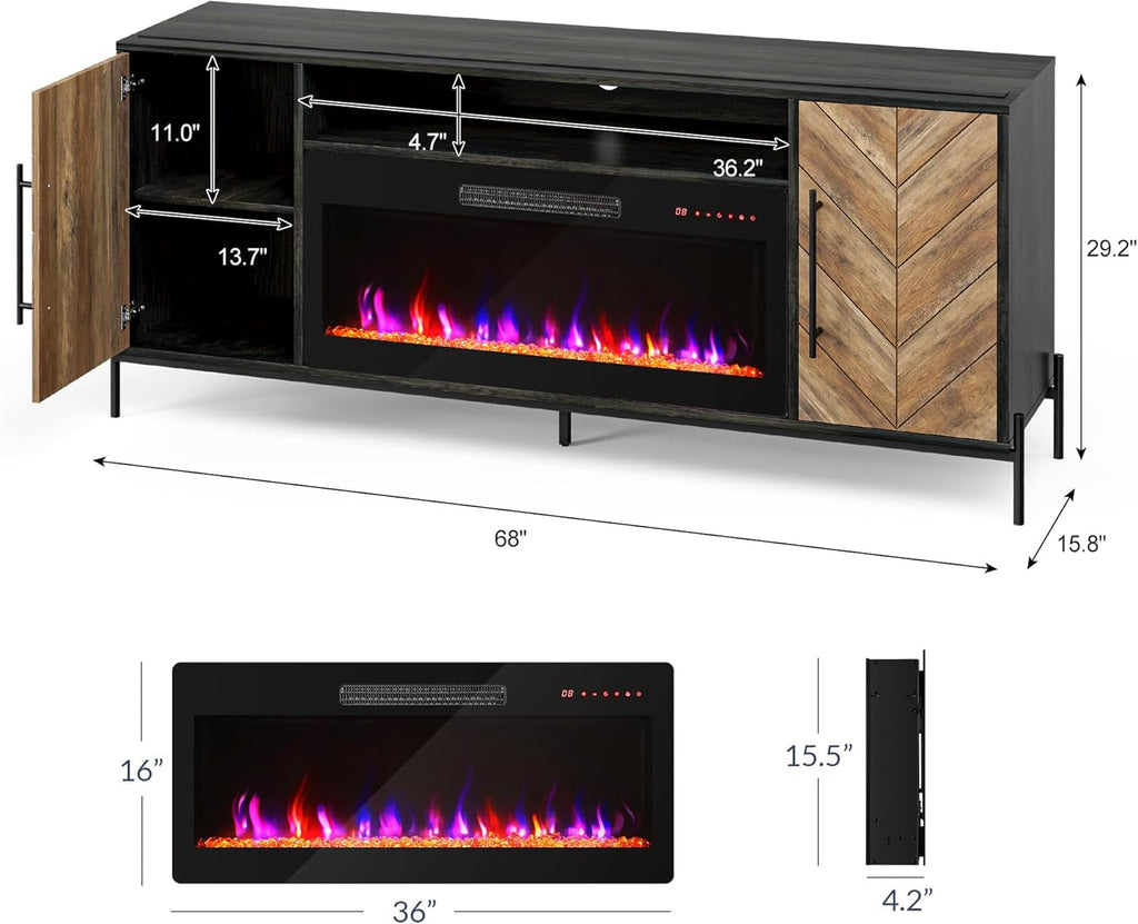 The Roe Electric Fireplace Heater/Entertainment Center