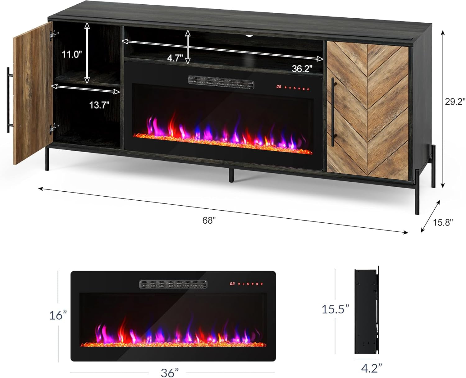 The Roe Electric Fireplace Heater/Entertainment Center