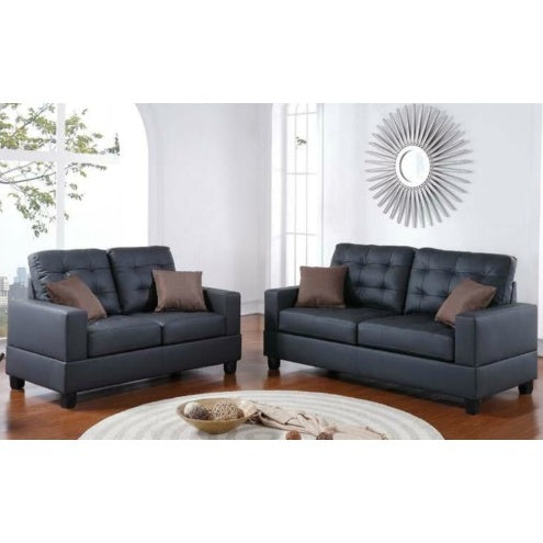 The Voe 2‑Piece Faux Leather Sofa Set with Pillows