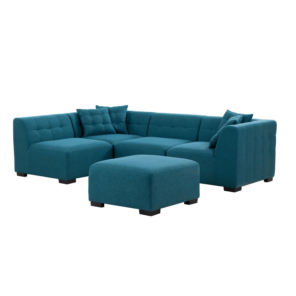 The Windsor Luxury Sectional Sofa with Removable Ottoman Green