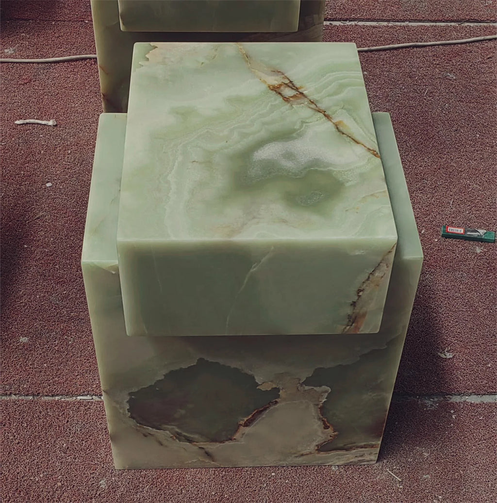 The Monarch Marble Plinth Travertine Cube Table Stand