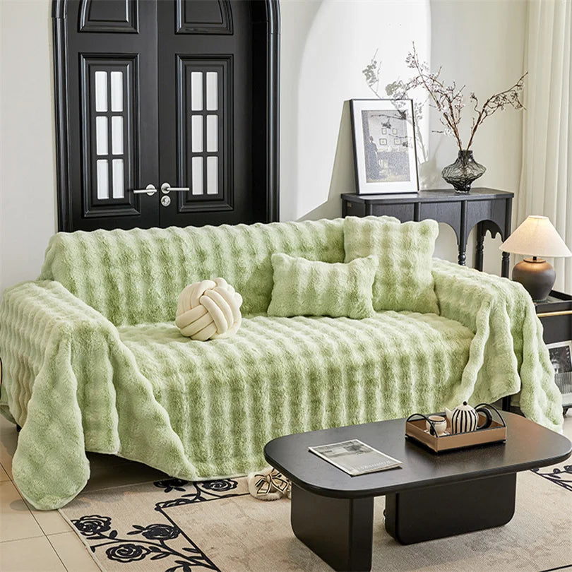 Luxury Faux Rabbit Fur Plush Fluffy Throw Blanket