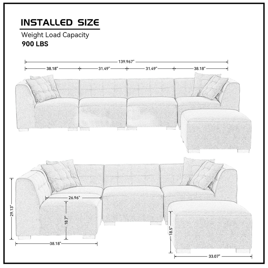 The Windsor Luxury Sectional Sofa with Removable Ottoman Green