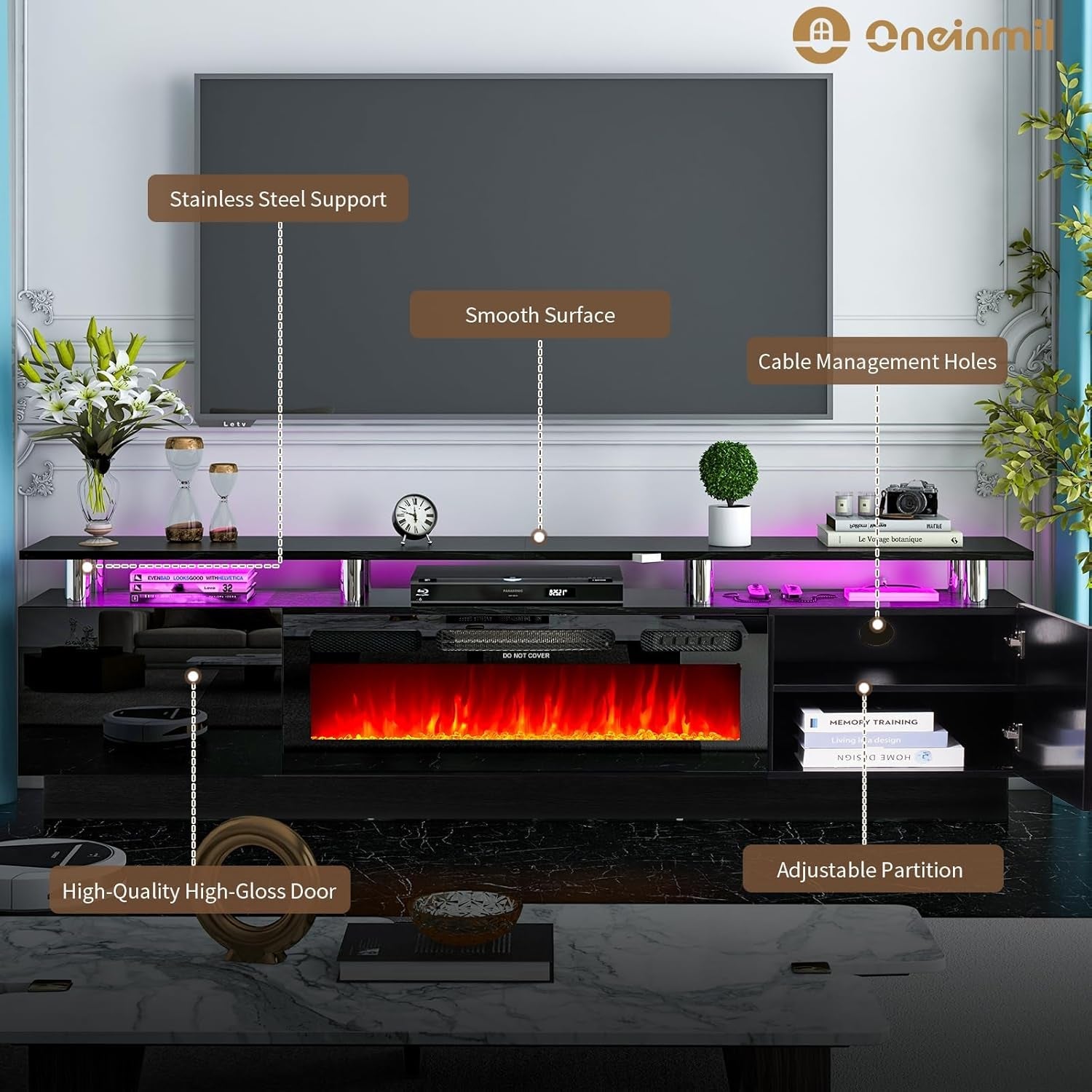 The Emperor 80" Modern Electric Fireplace TV Stand