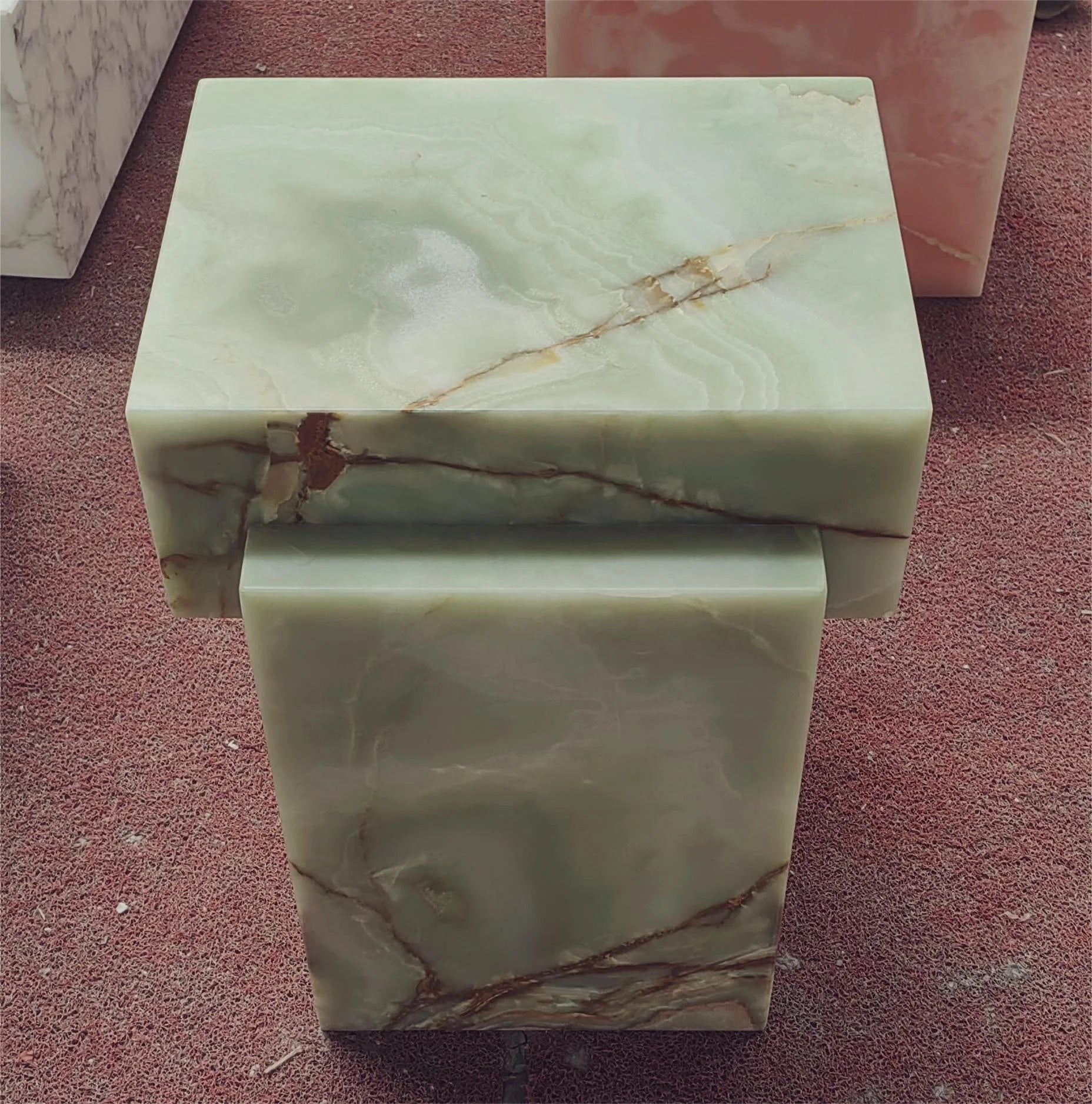 The Monarch Marble Plinth Travertine Cube Table Stand