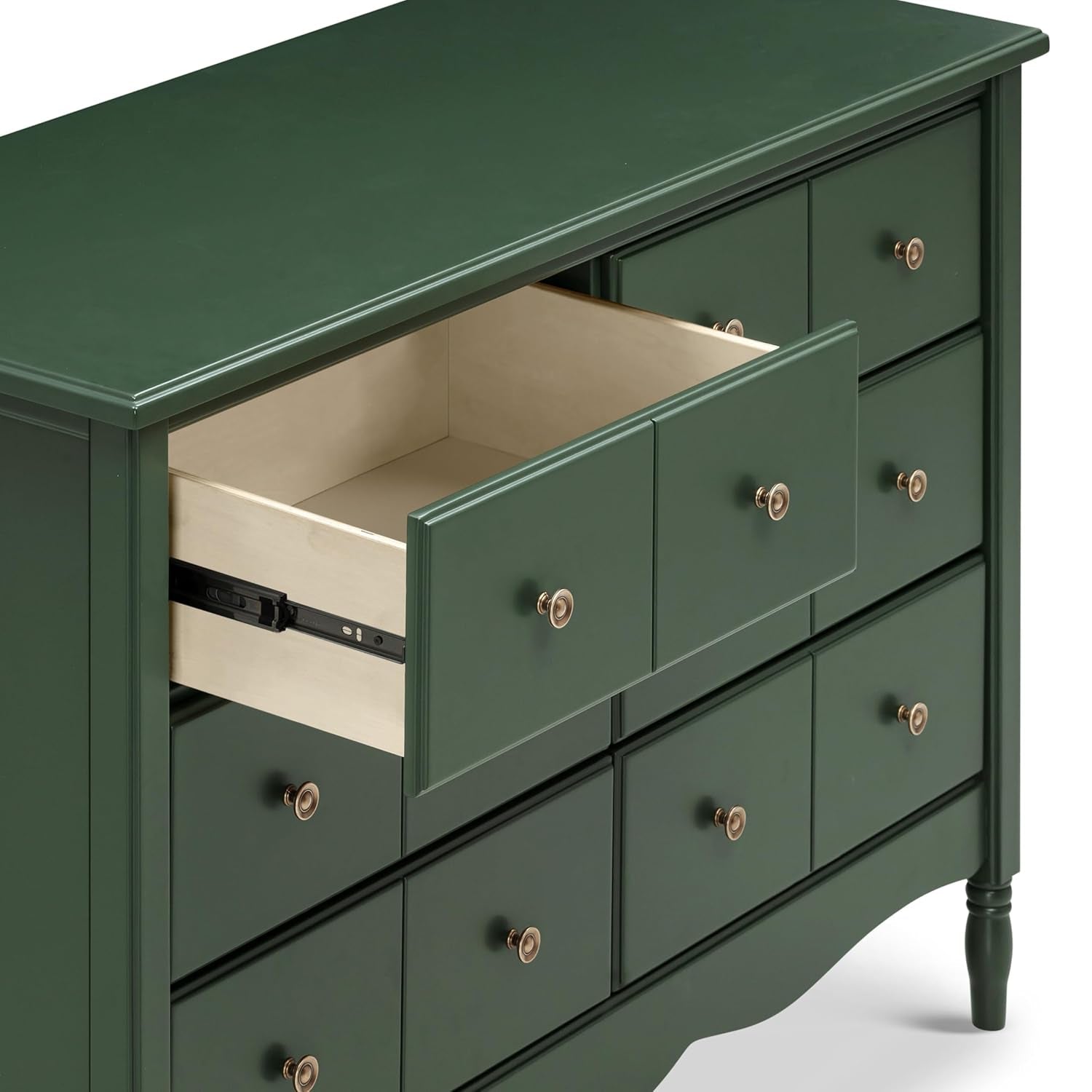 The Savoy Liberty 6-Drawer Assembled Dresser in Forest Green | 2 Sets of Knobs
