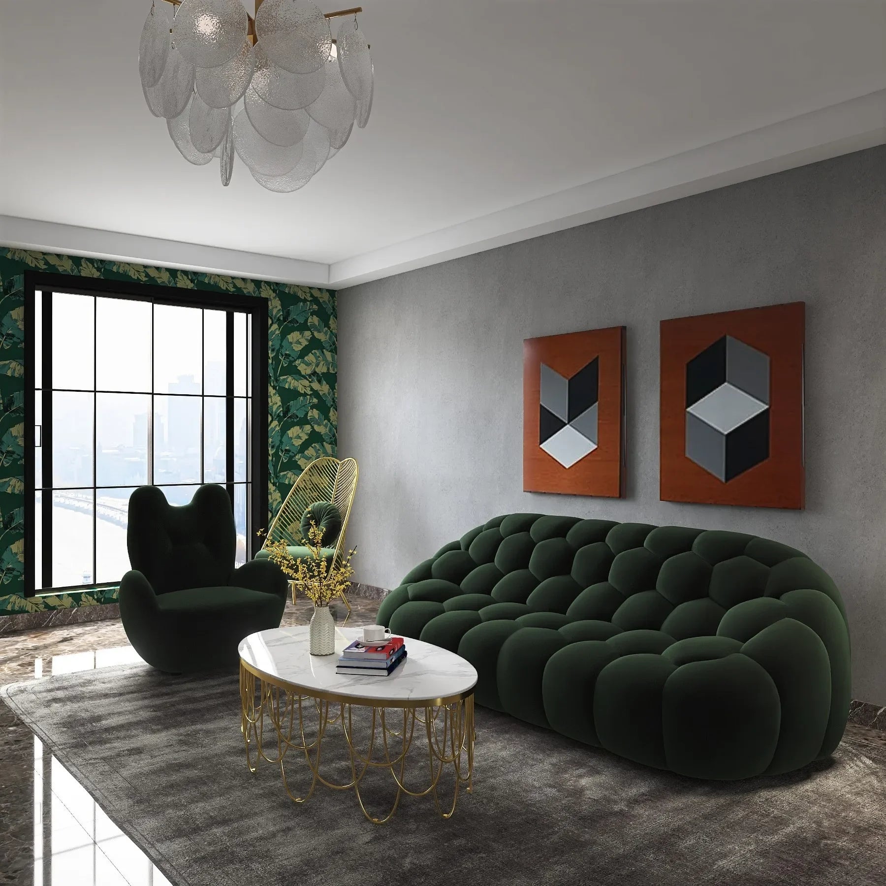 The Empress Luxury Bubble Sofa Green
