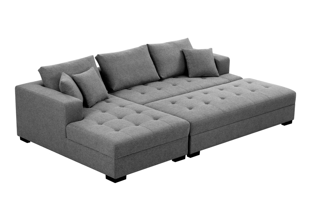 The Truitt Tufted Fabric 3-Seat L-Shape Sectional Sofa Set