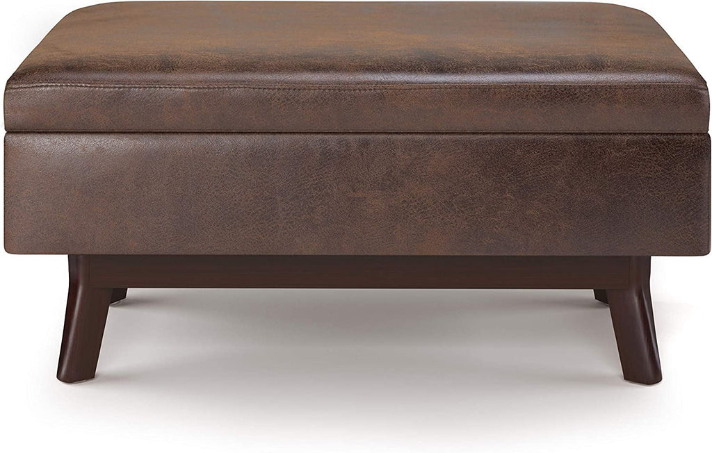 The Stella Mid Century Modern Storage Ottoman in Chestnut Brown