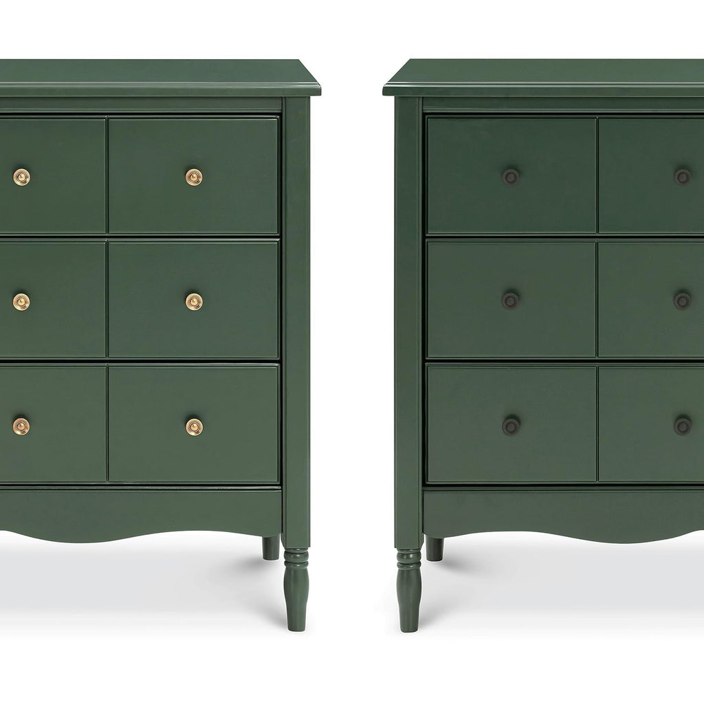 The Savoy Liberty 6-Drawer Assembled Dresser in Forest Green | 2 Sets of Knobs