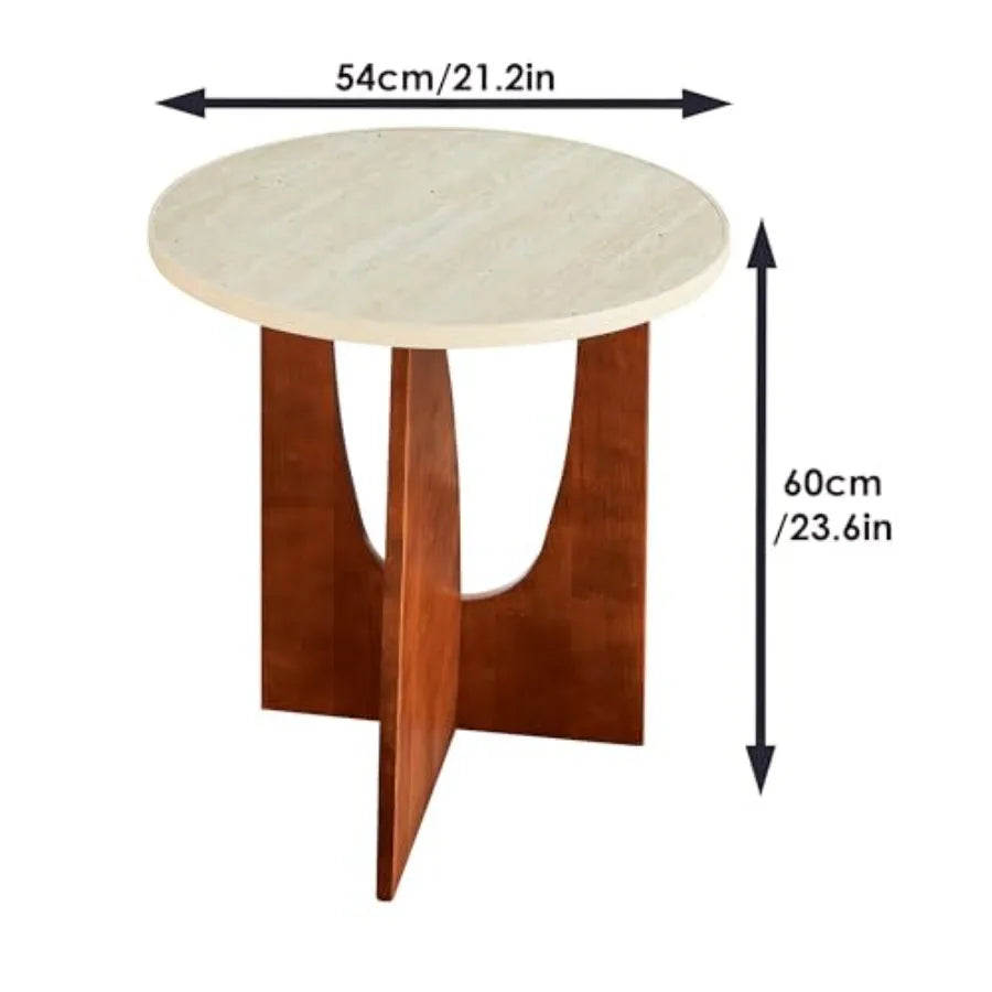The Roe Round Side Travertine Texture Side End Table